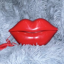 Red Lip Phone Corded Telephone Novelty Style with Redial Feature