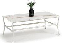 Marmor Optik Couchtisch Weiß Metallgestell Wohnzimmertisch Modern