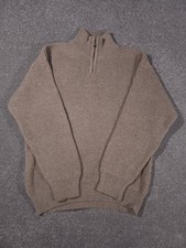 CMY Exclusive Jumper Men's XL Brown Shetland Wool Blend Mock Neck Knit Sweater