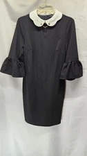 Womens Ivanka Trump Size 8 Black Scalop Collar Bell Sleeve Dress