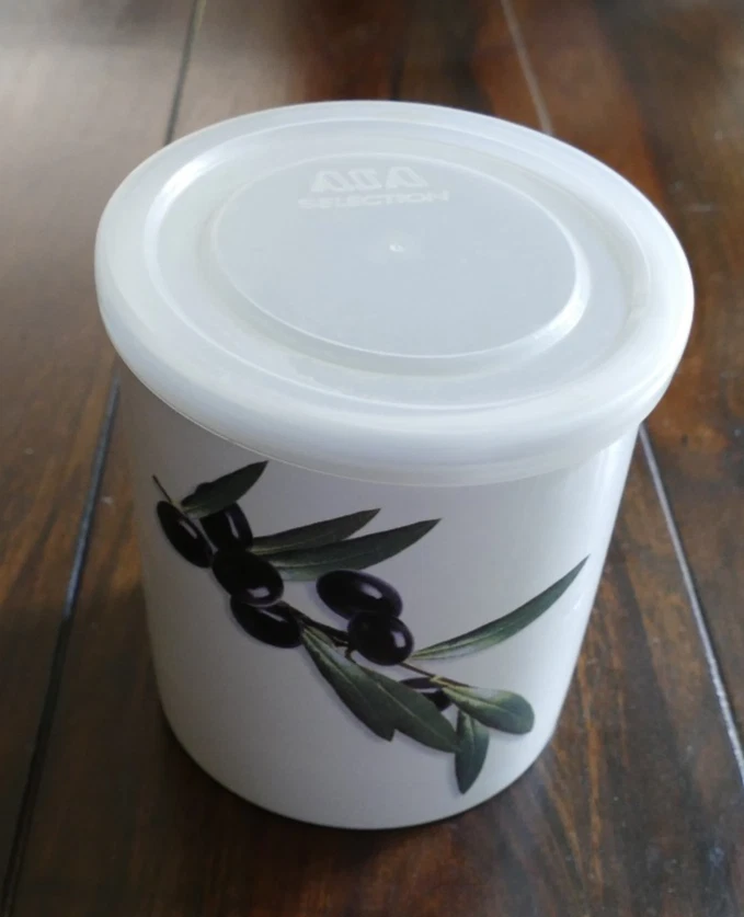 Große Dose Oliven Dekor Vorratsdose Porzellan Büchse Vorrat Behälter  14 cm - Bild 1 von 4