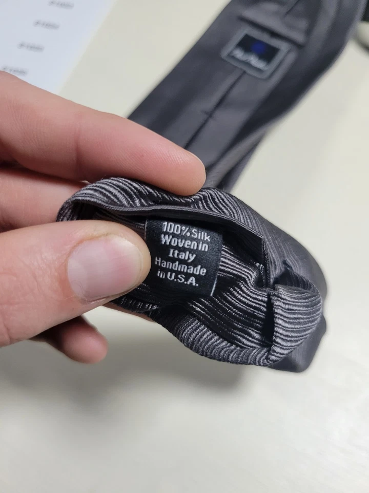 Corbata para hombre DAVID DONAHUE diseñador EE. UU. RAYAS gris 100 % seda italiana Foto 4 de 4