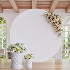 White Round Backdrop Cover 7.2ft Circle Backdrop Cover for Party