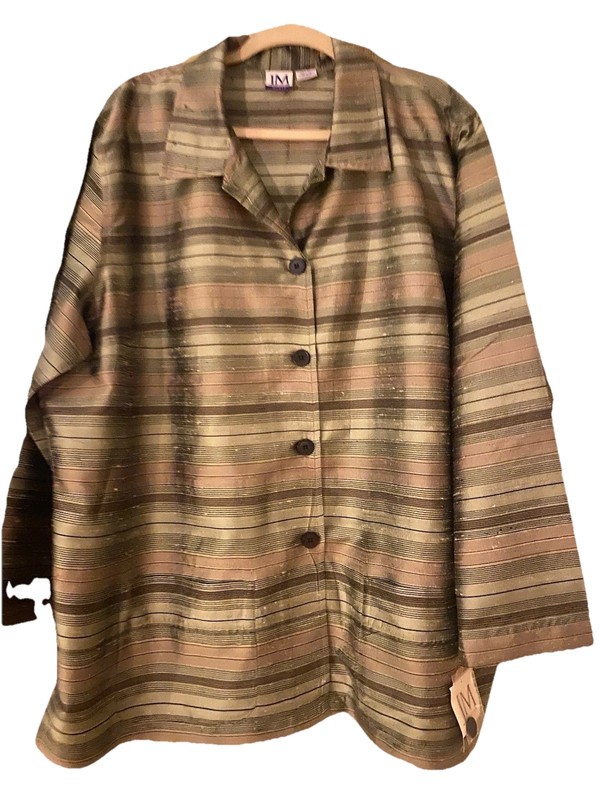 Raw Silk 3X New Blouse/Jacket With 2 Front Pockets NEW