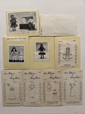 Vintage Doll Clothes Patterns Mini Patterns for Many Persons Lot of 9 NEW UNUSED