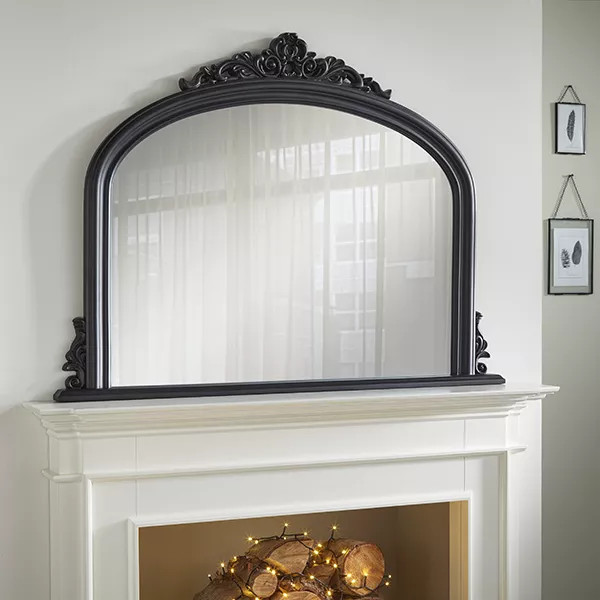Overmantle Mirror Richmond with Antique Black Frame- H 91cm x L 122cmx W 5cm