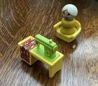Vintage Fisher Price Little People Grandma With Her Sewing Machine And Chair
