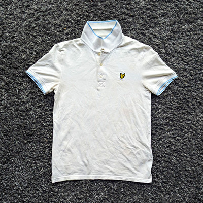 Lyle & Scott Organic Herren Polo Weiß Gr. S Kurzarm Baumwolle Regular Fit
