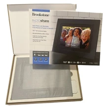 NEW IN BOX Black BROOKSTONE PhotoShare Friends Family 10.1" Smart Frame 8GB