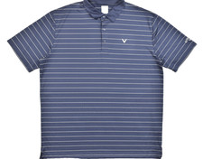 Callaway Opti-Dri Men's XL Navy Blue Striped Short Sleeve Golf Polo Shirt