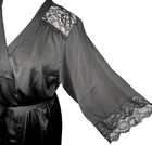 H&M Robe Black Satin Lace size XS S Tie Waist Kimono Loungewear Lingerie Pinup — photo 2