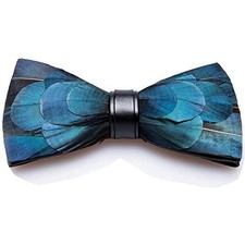 Feather Bow Tie Peacock Pre-tied Bow tie Brooch Sets Tuxedo Peacock Blue