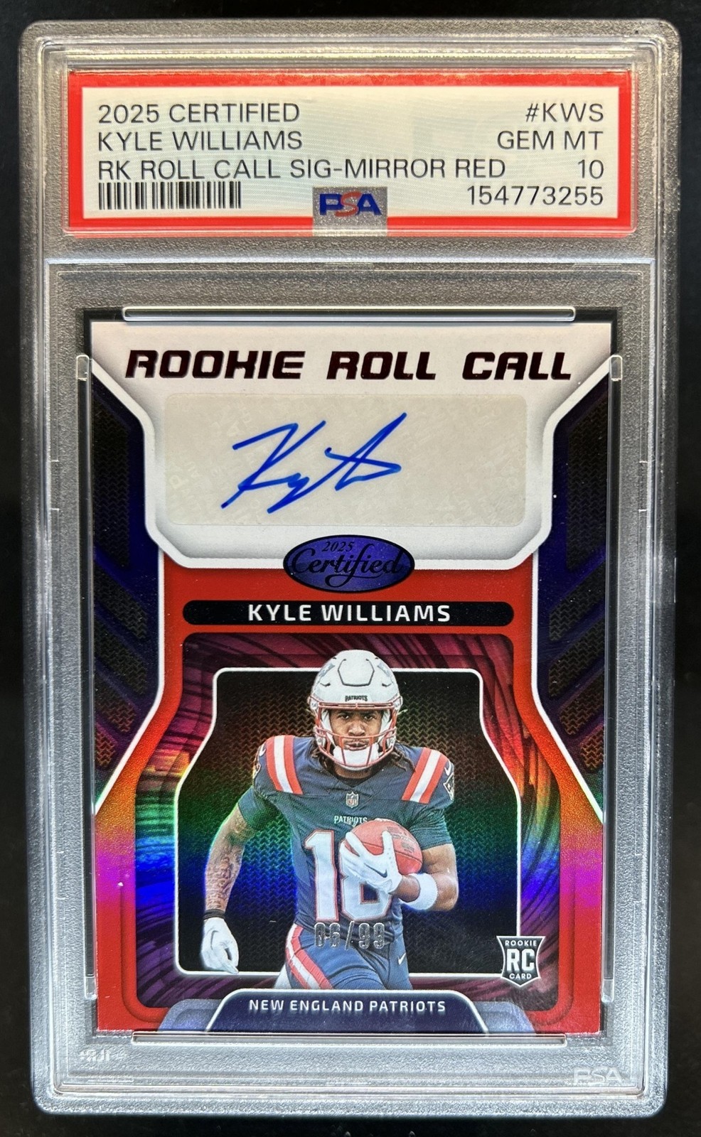 Kyle Williams Panini Certified Rookie Roll Call Signatures #KWS Mirror Red