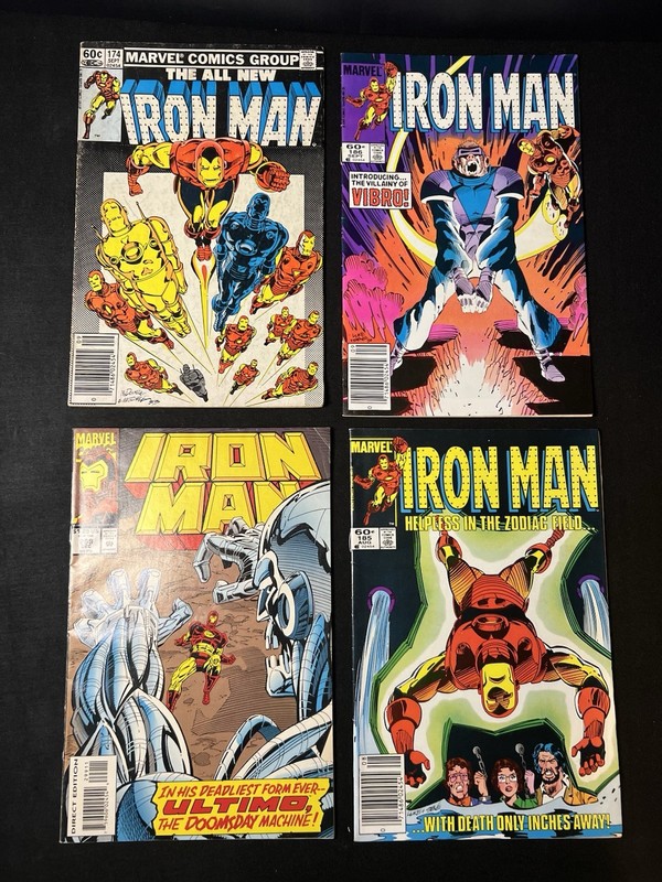 Iron Man Comic Lot #174 #185 #186 #299 Marvel Comics Bronze Copper Age VF
