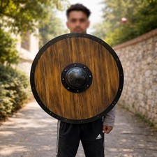 Handmade Viking Shield Round Wooden Battle Shield   LARP Cosplay Medieval Wall D