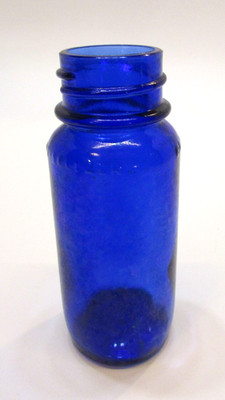 Old 1930's Cobalt Blue Glass Bottle Bromo Seltzer Antique 4'' Tall Screw Top