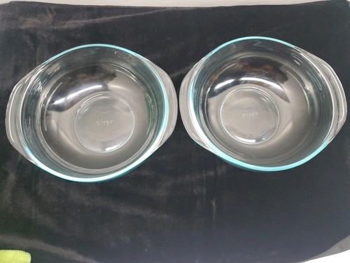 Lot Of 2 Vintage PYREX 024 Clear Glass Round 2 Quart 8.5" Casserole Baking Bowl - Picture 2 of 12