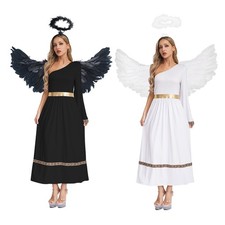 Women Cosplay Adult Toga 3-piece Set With Wings Ancient Dress Stage Performance
