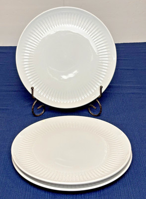 Over & Back White Porcelain Dinner Plates ''Yes Let's'' - Set of 3 EUC