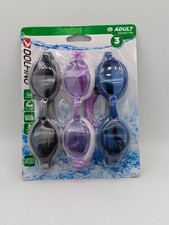 Dolfino Swim Goggles 3 Pack Smoke/Plum/Blue Adult Swimming Goggles Latex Free