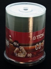 TDK 100 CD-R 80 min, 700 MB, Up to 48x, Blank Discs Spindle, Factory Sealed