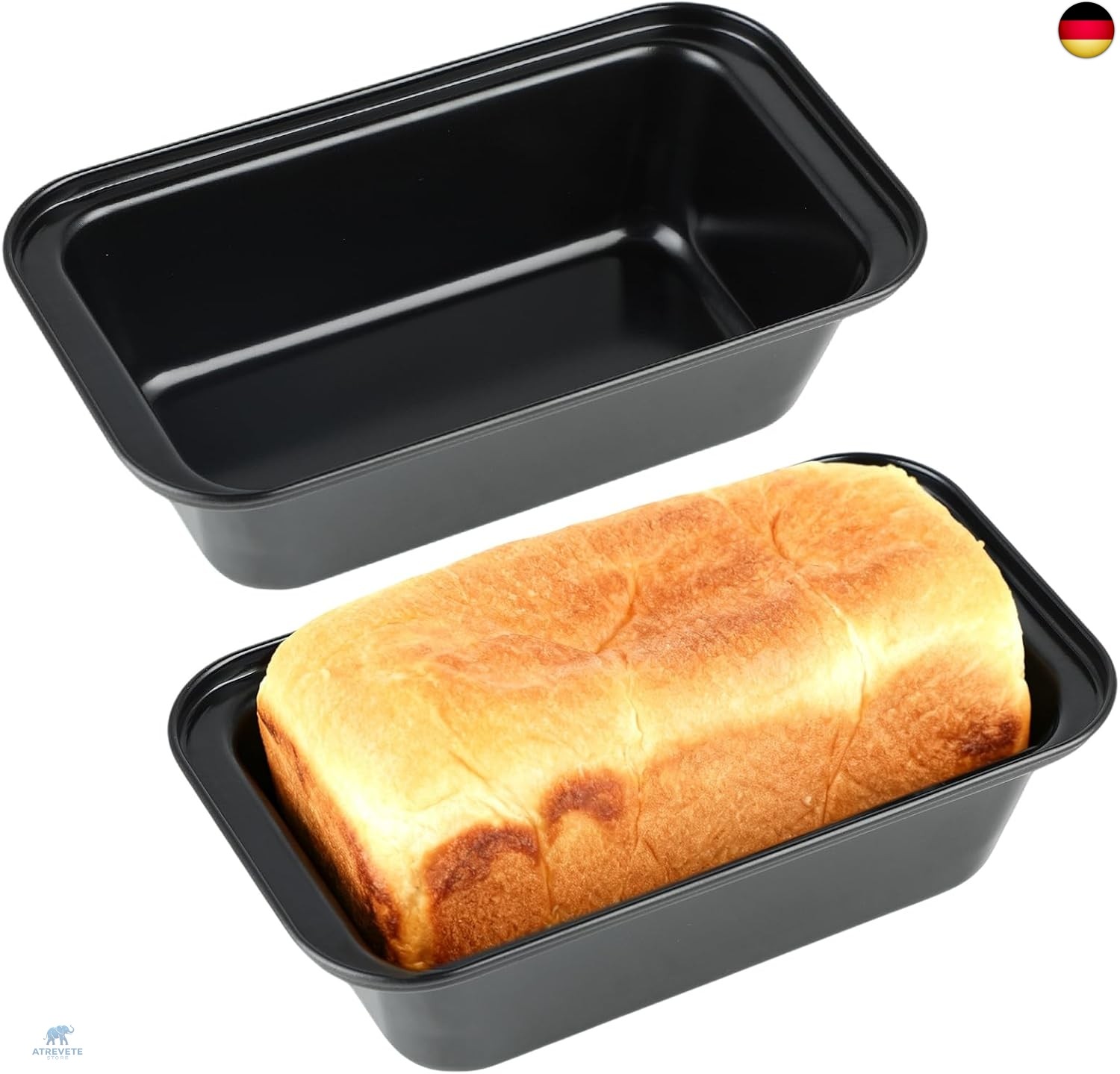 2 Stück Karbonstahl Brotbackformen, 20x10x6cm Kleine Rechteckig Brotbackform,