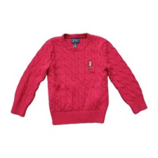 Polo Ralph Lauren Sweater Boys 2T Red Polo Bear Cable-Knit Pullover Long Sleeve