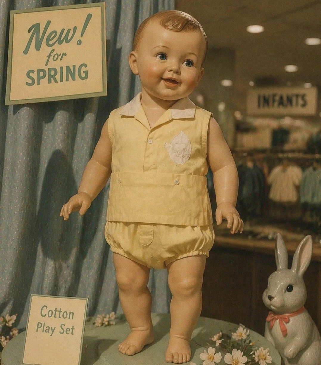 Vintage NOS Baby 12 Months Outfit Yellow Little Tykes 2 Piece Set Beach Summer