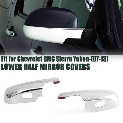 FOR 2007~2013 Chevrolet GMC Sierra Yukon XL CHROME LOWER HALF MIRROR COVER CAPS