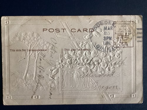 Postcard Easter Greetings Embossed Trees Cross Flowers 1910 Dundee OR C109 - Picture 2 of 2