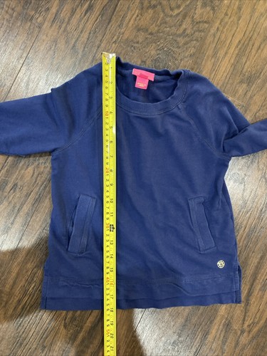 Lilly Pulitzer Beach Comber Sweatshirt M 6-7 Years Navy Blue Long Sleeve Pockets - Picture 9 of 9