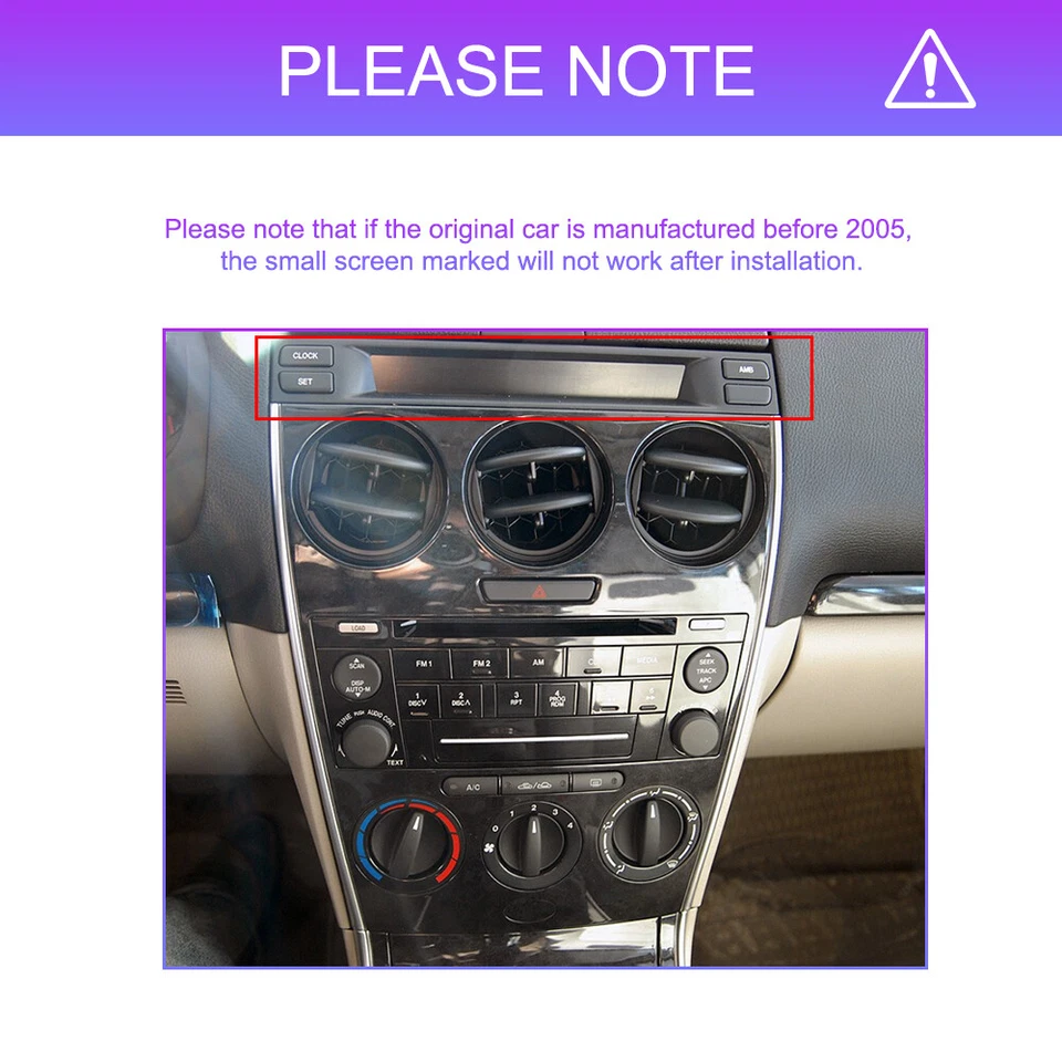 For Mazda 6 2003-2008 Android 15.0 Car Radio Stereo Player GPS Navi WiFi CarPlay Foto 3 de 4