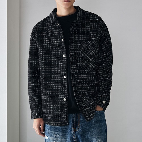 Men's Check Long Sleeve Shirt Jacket Button Down Tops Collared Blouse Coat - Picture 2 of 14