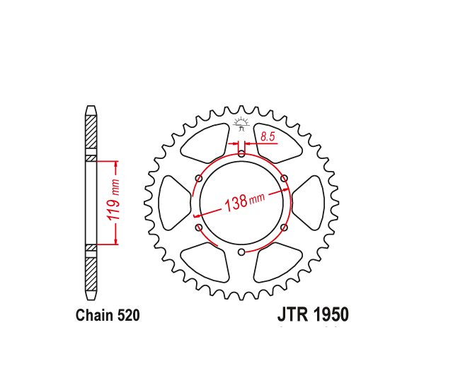 JT Rear Sprocket 50T Silver Husaberg FC/FE/MX 350/400/499/501/600