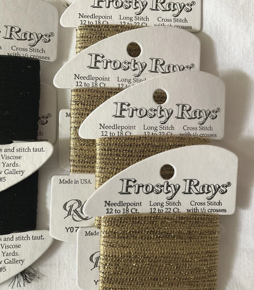 Rainbow Gallery Frosty Rays Thread Lot of 6 Black and Gold 5 Yd Cards New - Image 3 of 3