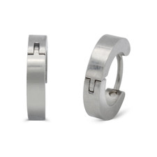 Huggie Hoop Earrings Stainless Steel Plain  Rounded Design