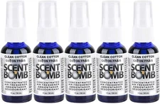 Scent Bomb 100% Oil Based Concentrated Air Freshener Spray, Clean Cotton, 5 Pack