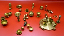 Vintage BRASS LOT 42 PIECES 1:12 Dollhouse Miniature Vases Cups Keys Candlestick