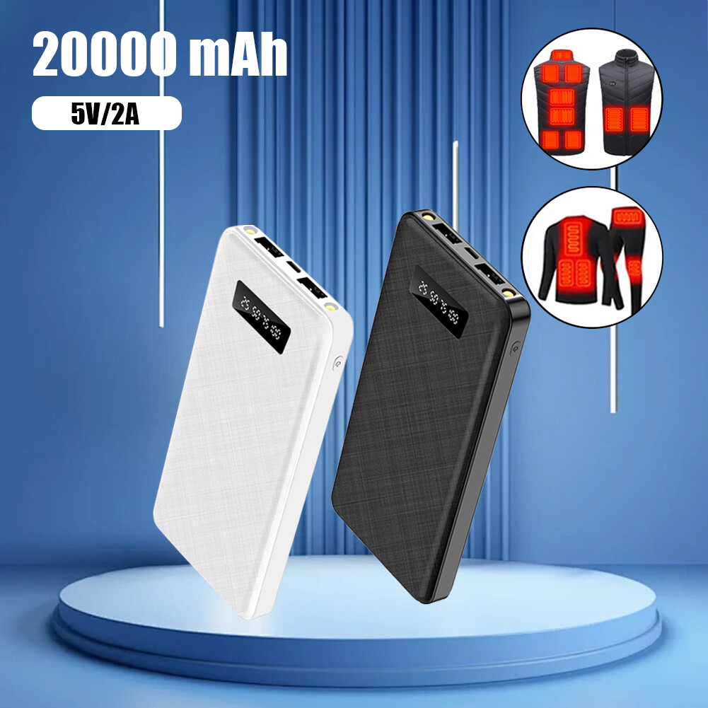 Banco de alimentación 20000 mAh 5 V/2 A salidas USB dobles para iPhone 14 15 chaleco de calefacción calcetines