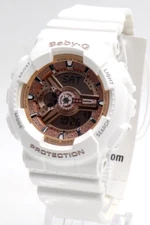 New Casio BABY-G Rose Gold Chronograph Digital-Analog Women Watch BA110-7A1 $120