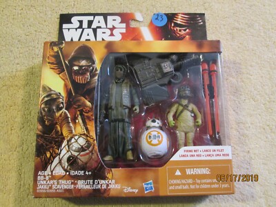 Star Wars The Force Awakens FIRING NET BB-8,UNKAR'S THUG,JAKKU SCAVENGER Hasbro