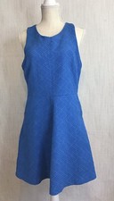 BANANA REPUBLIC DRESS 12 Sleeveless BLUE Textured Fabric Lined POCKETS Waist