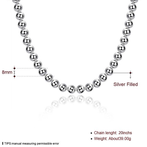 NEW 925 Sterling Silver Filled 8MM Solid Ball Beads Charm Necklace Stunning Gift - Picture 2 of 9