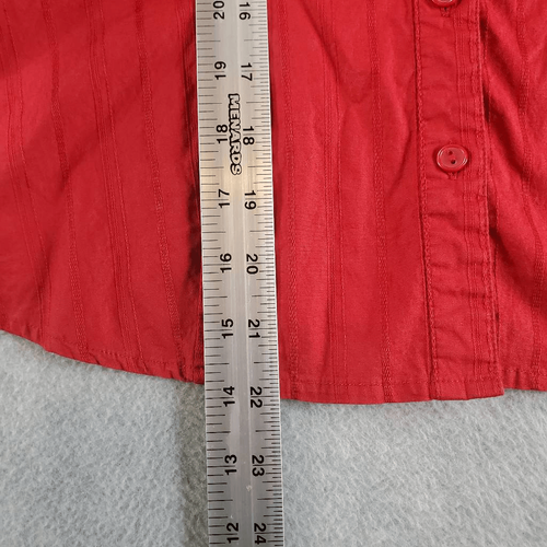 IZ Byer California Top Womens Medium Red Cap Sleeve Button Up Blouse - Picture 3 of 6