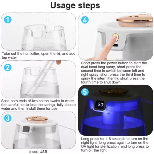 2.2L Air Home Humidifier,Oil Diffuser for Home with Timer and Waterless Auto-Off - Picture 11 of 14