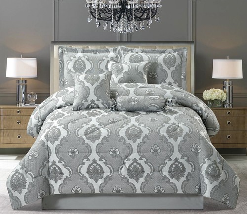 King Size luxury Jacquard Collection Quilted Bedspread 7Piece PillowSham Cushion - Picture 17 of 21