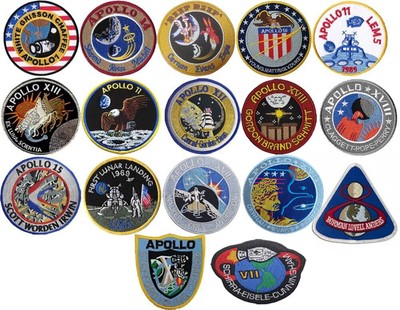 NASA Apollo Mission Patches bestickte Abzeichen zum Nähen/Aufbügeln 