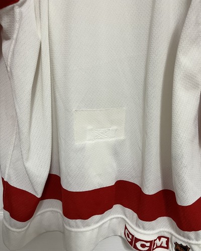 DETROIT RED WINGS Men White Center Ice Pro Authentic Jersey Fight Strap L/44 CCM - Picture 7 of 11