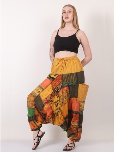 Mujeres Nepalíes Hippie Balloon Fit Sueltos Patchwork Jogger Pantalones Venta... - Imagen 12 de 15