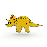Pinets Pin Brosche Gelber Dinosaurier Mit Brille Süß Emaille Anstecknadel